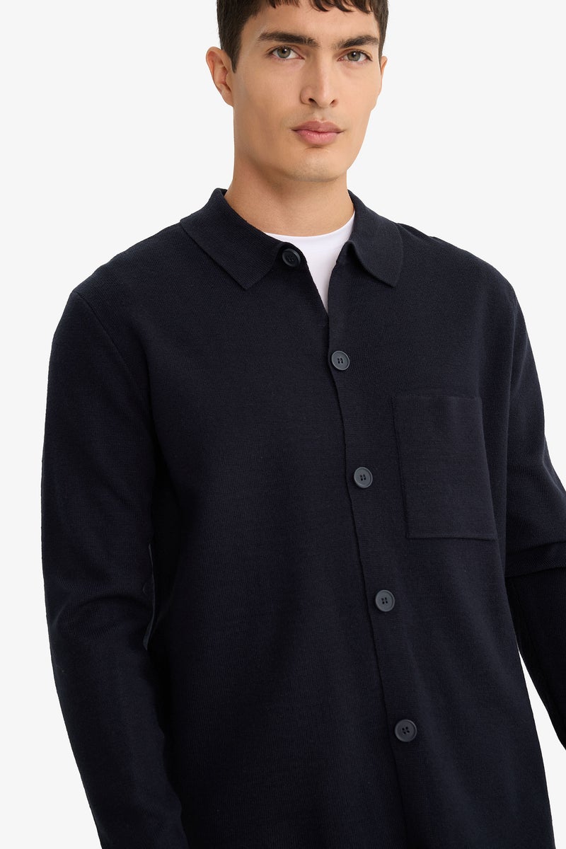 ديفاكتو كارديجان تريكو قصة عادية بياقة بولو - Image 4